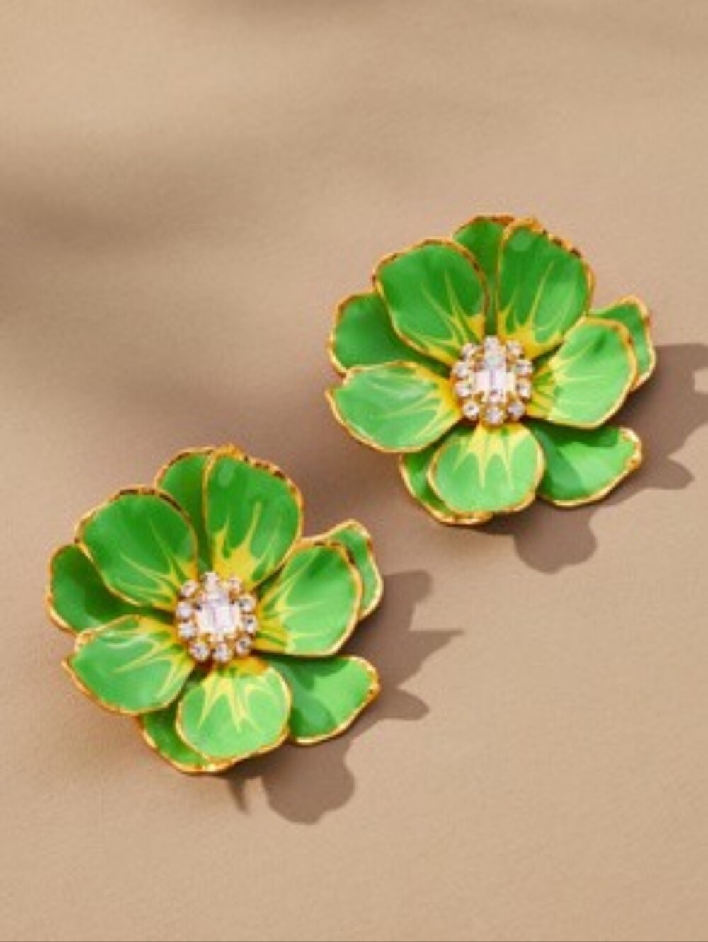 NWT Anthro The Pink Reef Handpainted Earrings Lime